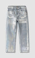 Jeans Straight Con Foil,AZUL ACERO